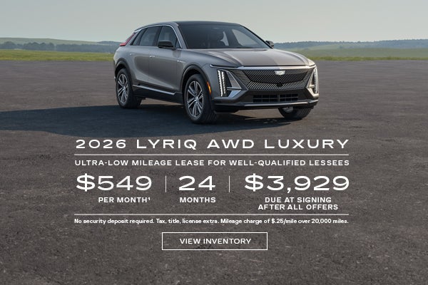 2026 LYRIQ AWD LUXURY. Ultra-low milege lease for well-qualified lessees. $549 per month 24 month...
